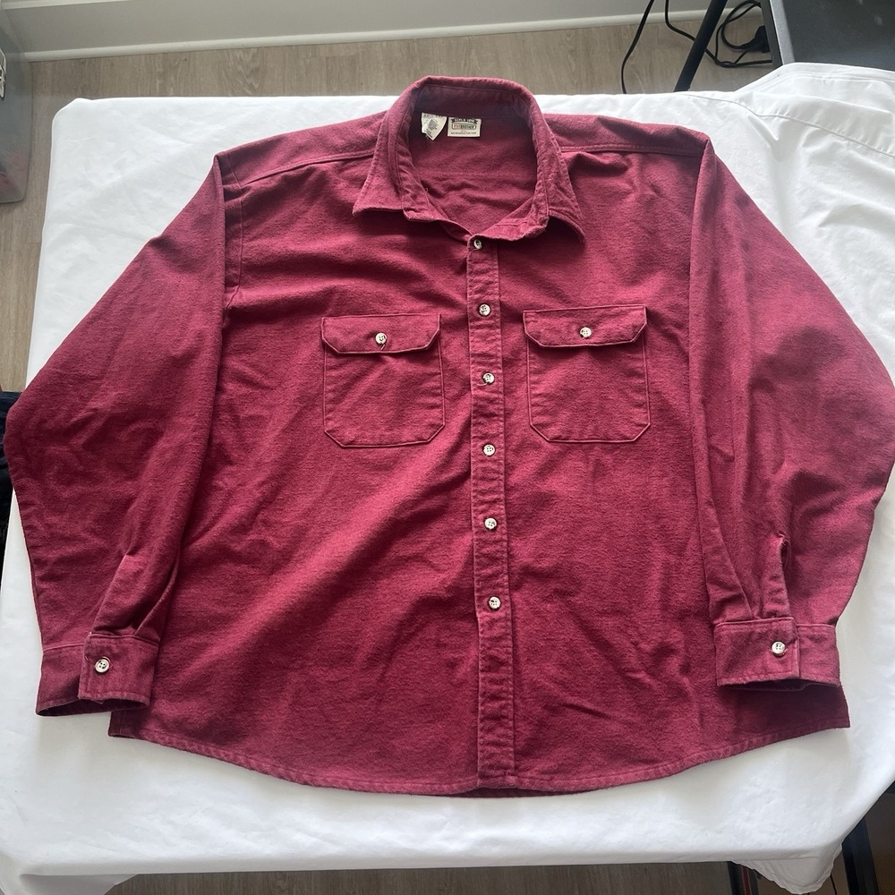 VTG Five Brother Chamois Shirt Men 3XL Red Long Sleeve Flannel USA Made